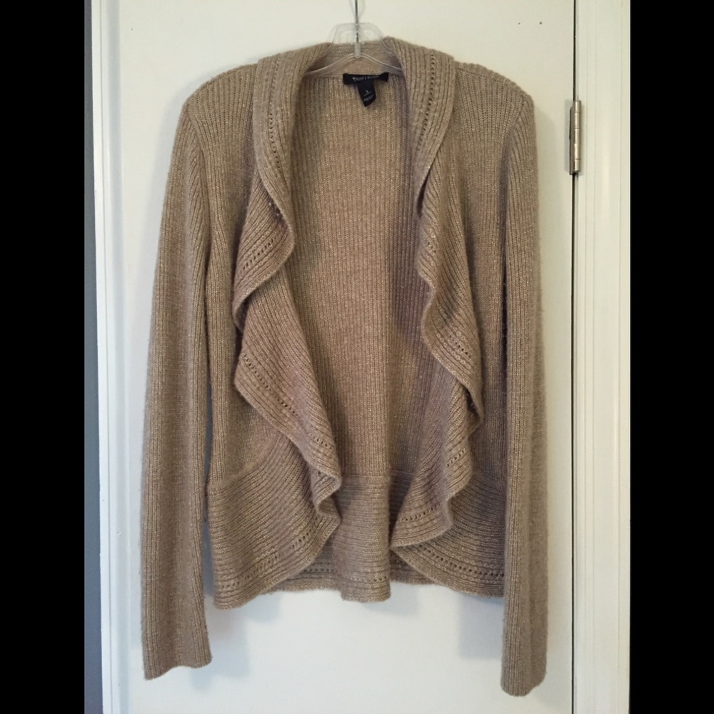 WHBM Shimmery Gold Waterfall Cardigan